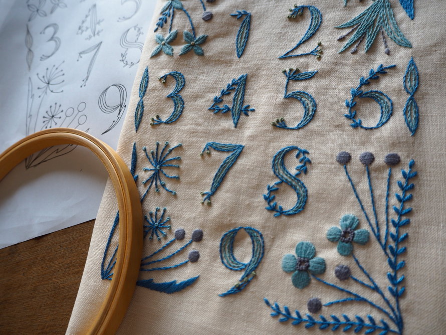 植物刺繍と季節のお話 第5話 前編 青い花の数字サンプラー つくりら 美しい手工芸と暮らし