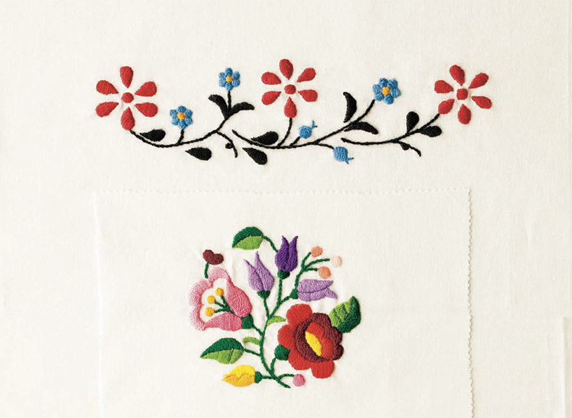 井沢りみさんのカロチャ刺繡のサンプラー『彩る 装う 花刺繡』